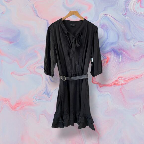 CITY CHIC New Plus Size Womens Precious Tie Tunic Mini Dress Black M 18 Boho LBD - Picture 13 of 13